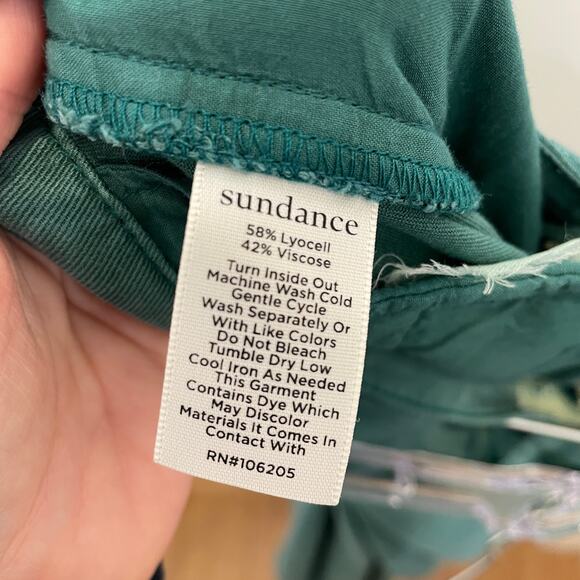 Sundance Pleated Wide Leg Pants Green Lyocell High Rise NWT 14P - Picture 4 of 5